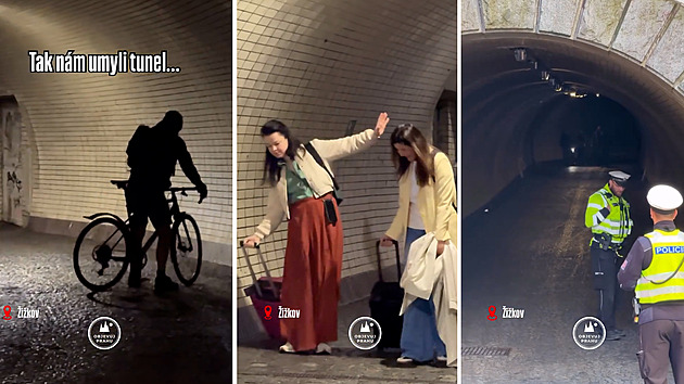 VIDEO: Trable v Žižkovském tunelu. Po nočním čištění klouzali chodci i cyklisté